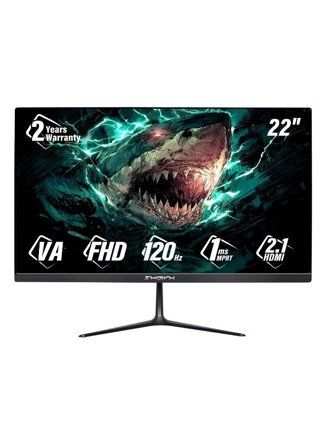 SHARX Bite 22 Inch FHD Gaming Monitor - 120Hz Refresh Rate - 1ms MPRT VA Panel - HDR10, FreeSync & G-Sync Compatible - 2W Built in Speakers - HDMI 2.1 & Display Port 1.2, VESA Mount - Image 1